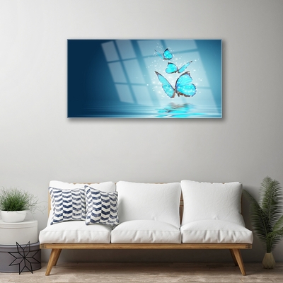 Slika na akrilnem steklu Metulji blue water art