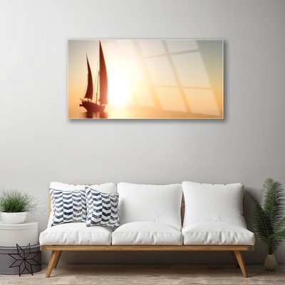 Slika na akrilnem steklu Čoln sea sun landscape