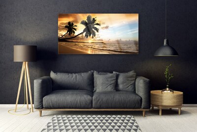 Slika na akrilnem steklu Palm trees beach landscape