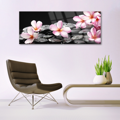 Slika na akrilnem steklu Plumeria cvet na zidu