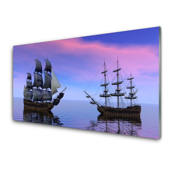 Slika na akrilnem steklu Čolni landscape morje