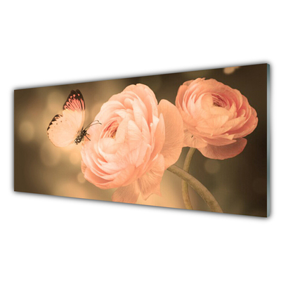 Slika na akrilnem steklu Butterfly roses narava