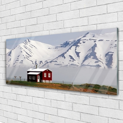 Slika na akrilnem steklu Mountain home landscape sneg