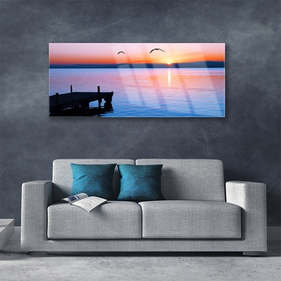 Slika na akrilnem steklu Morje pier sun landscape