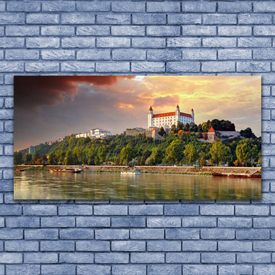 Slika na akrilnem steklu Town lake landscape