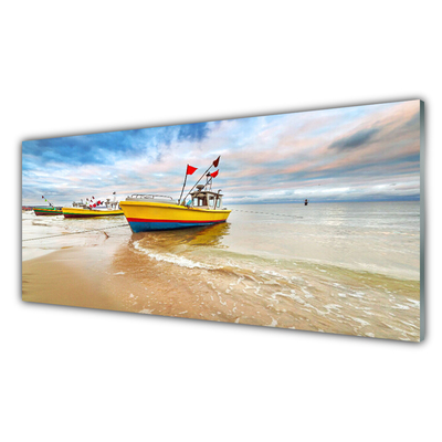 Slika na akrilnem steklu Čoln beach sea landscape