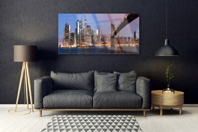 Slika na akrilnem steklu Sky bridge mesto homes