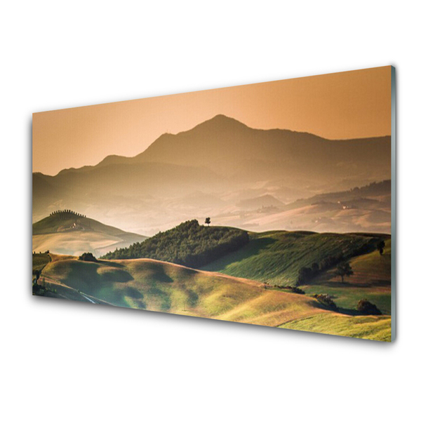 Slika na akrilnem steklu Polje mountains landscape