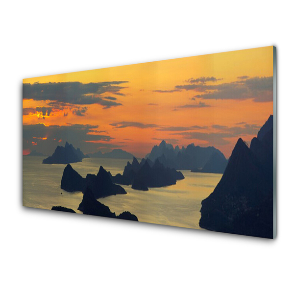 Slika na akrilnem steklu Sea rock mountain landscape