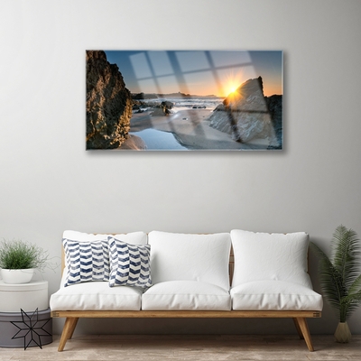 Slika na akrilnem steklu Rock beach sun landscape