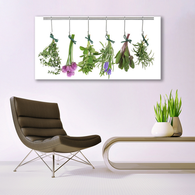 Slika na akrilnem steklu Kosmiči rastlin kuhinja