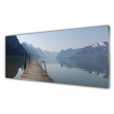 Slika na akrilnem steklu Pier lake mountains landscape