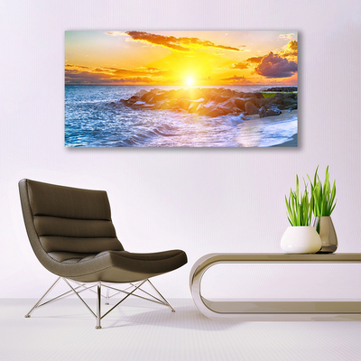 Slika na akrilnem steklu Sončni zahod ob morju