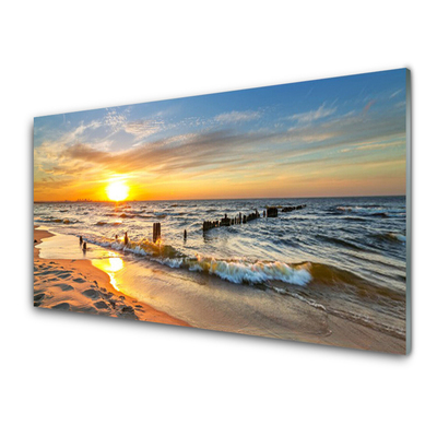 Slika na akrilnem steklu Sea sunset beach