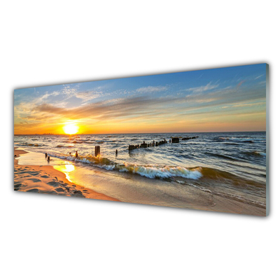 Slika na akrilnem steklu Sea sunset beach