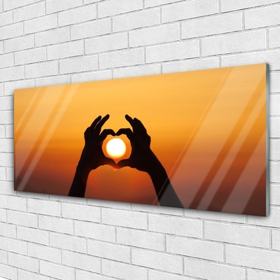 Slika na akrilnem steklu Roke heart ljubezen sun