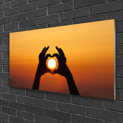 Slika na akrilnem steklu Roke heart ljubezen sun