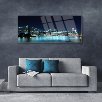 Slika na akrilnem steklu Bridge mesto arhitektura night