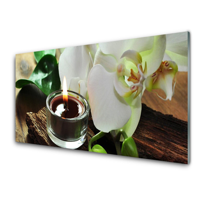 Slika na akrilnem steklu Orchid sveča spa