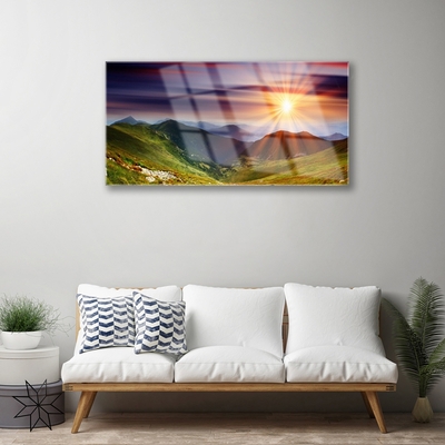 Slika na akrilnem steklu Sunset mountain landscape