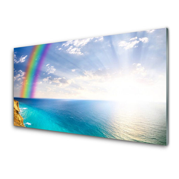 Slika na akrilnem steklu Rainbow morje krajina nas