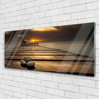 Slika na akrilnem steklu Morje pier sunset