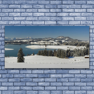 Slika na akrilnem steklu Snow mountains lake region