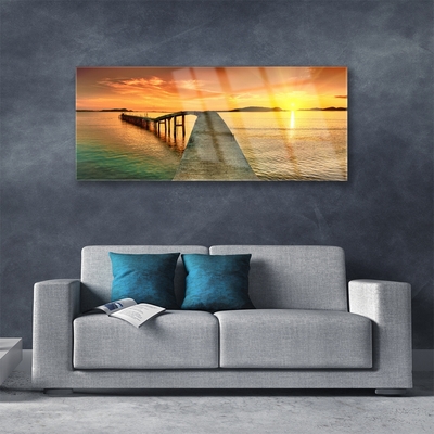 Slika na akrilnem steklu Sun landscape morje most