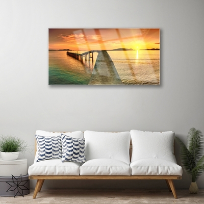 Slika na akrilnem steklu Sun landscape morje most