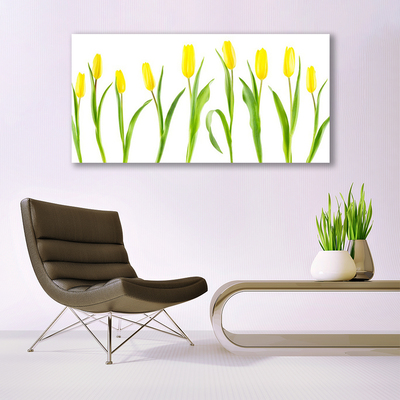 Slika na akrilnem steklu Tulipani rumenimi cvetovi