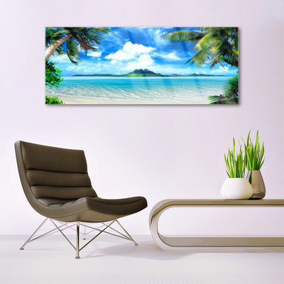 Slika na akrilnem steklu Tropical palma sea island