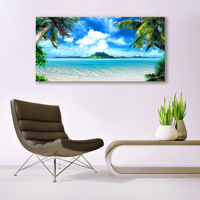 Slika na akrilnem steklu Tropical palma sea island