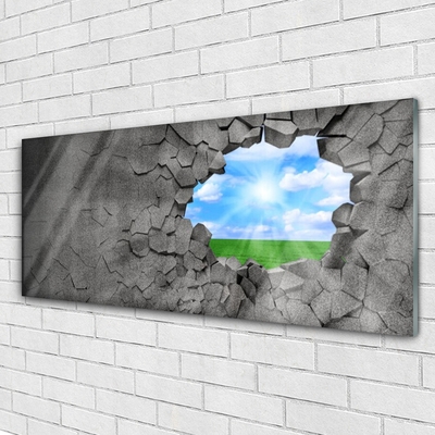 Slika na akrilnem steklu Hole razpokan wall