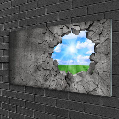 Slika na akrilnem steklu Hole razpokan wall