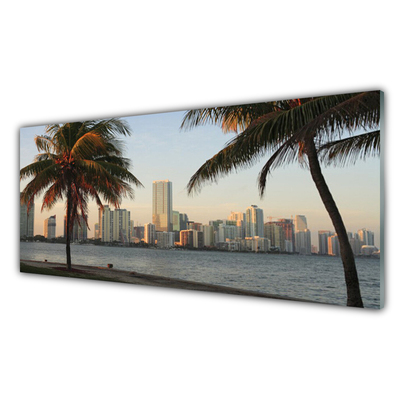 Slika na akrilnem steklu Tropical palm mesta morje