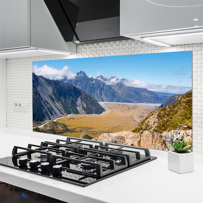 Stenska plošča za kuhinjo Mountain valley landscape