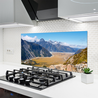 Stenska plošča za kuhinjo Mountain valley landscape
