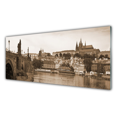 Stenska plošča za kuhinjo Praga bridge landscape