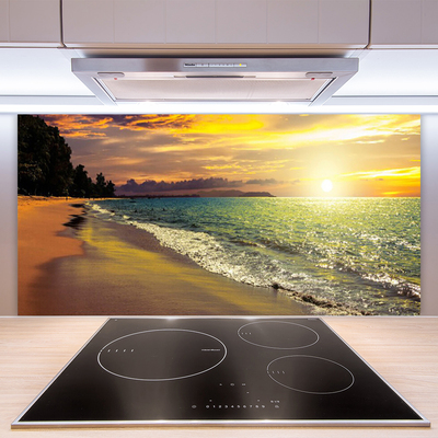 Stenska plošča za kuhinjo Sun beach sea landscape