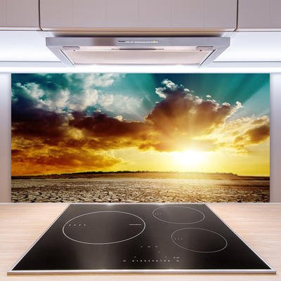Stenska plošča za kuhinjo Sun desert landscape
