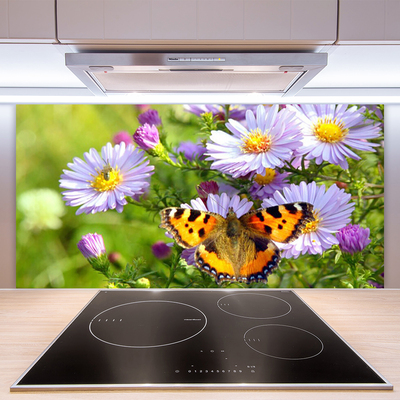 Stenska plošča za kuhinjo Rastlina cveti butterfly narava