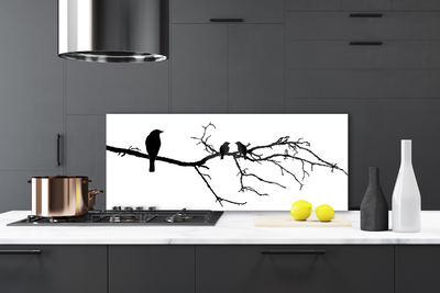 Stenska plošča za kuhinjo Bird branch narava art