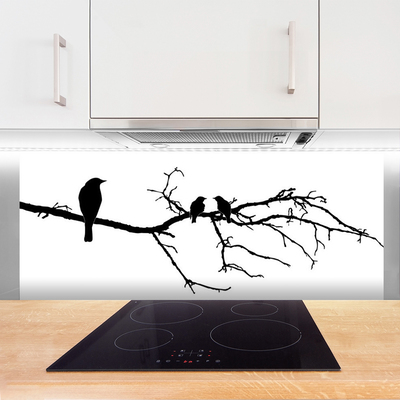 Stenska plošča za kuhinjo Bird branch narava art
