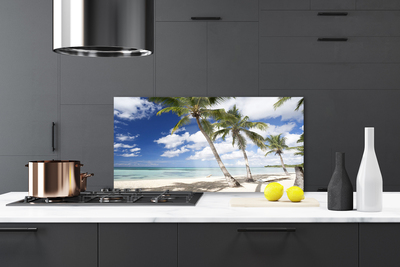 Stenska plošča za kuhinjo Seaside palm beach landscape