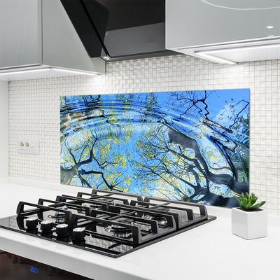 Stenska plošča za kuhinjo Voda drevesa narava art