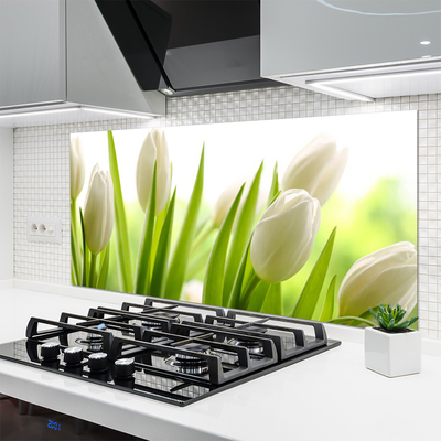 Stenska plošča za kuhinjo Tulipani cvetje