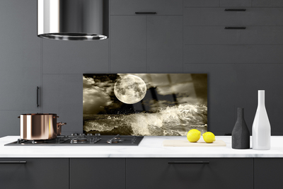 Stenska plošča za kuhinjo Nočni moon landscape