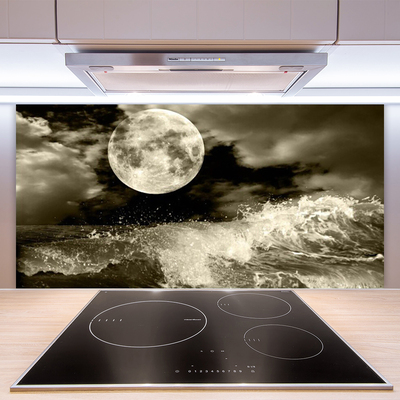 Stenska plošča za kuhinjo Nočni moon landscape