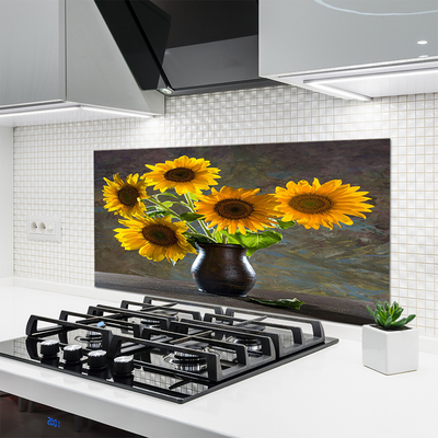 Stenska plošča za kuhinjo Sončnica vase rastlin
