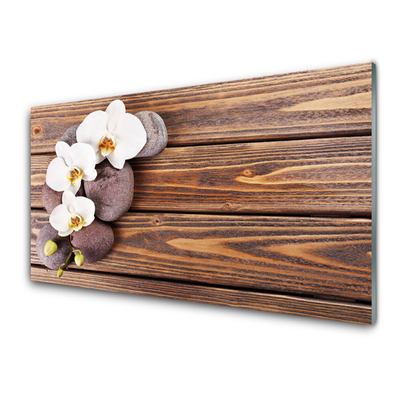 Stenska plošča za kuhinjo Les orhideja cvet